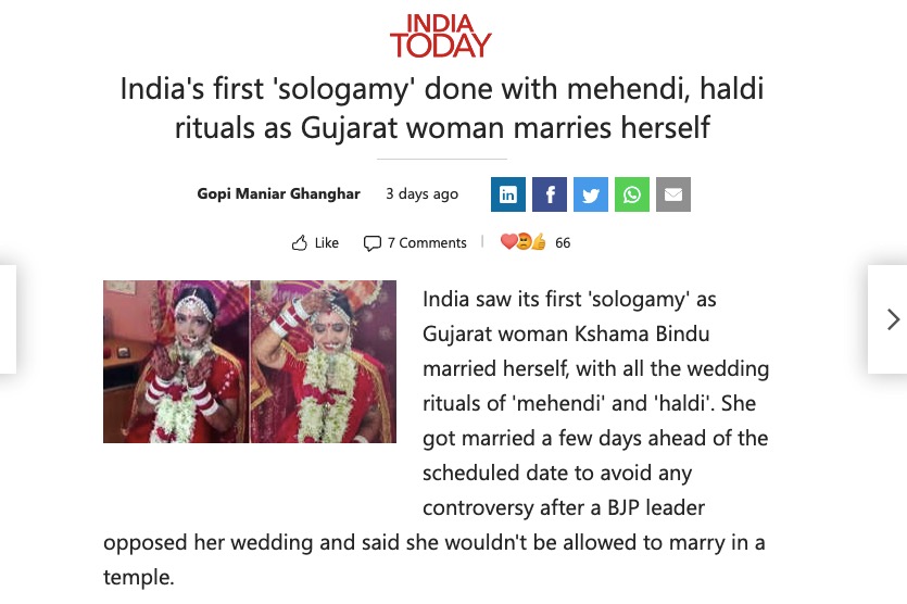 World S First Sologamy As Woman Marries Herself Worthy Insights