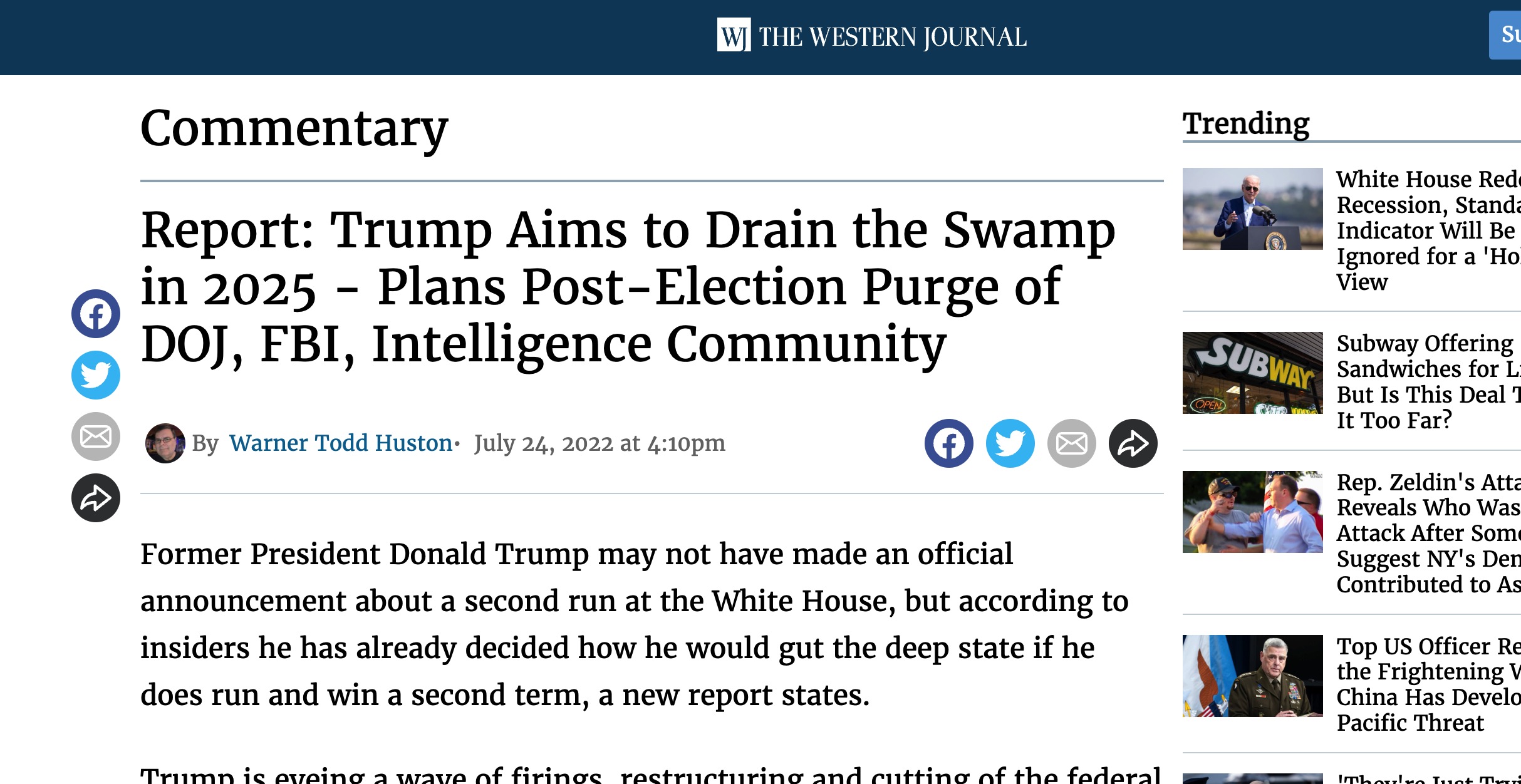 Report Trump Aims to Drain the Swamp in 2025 Plans PostElection